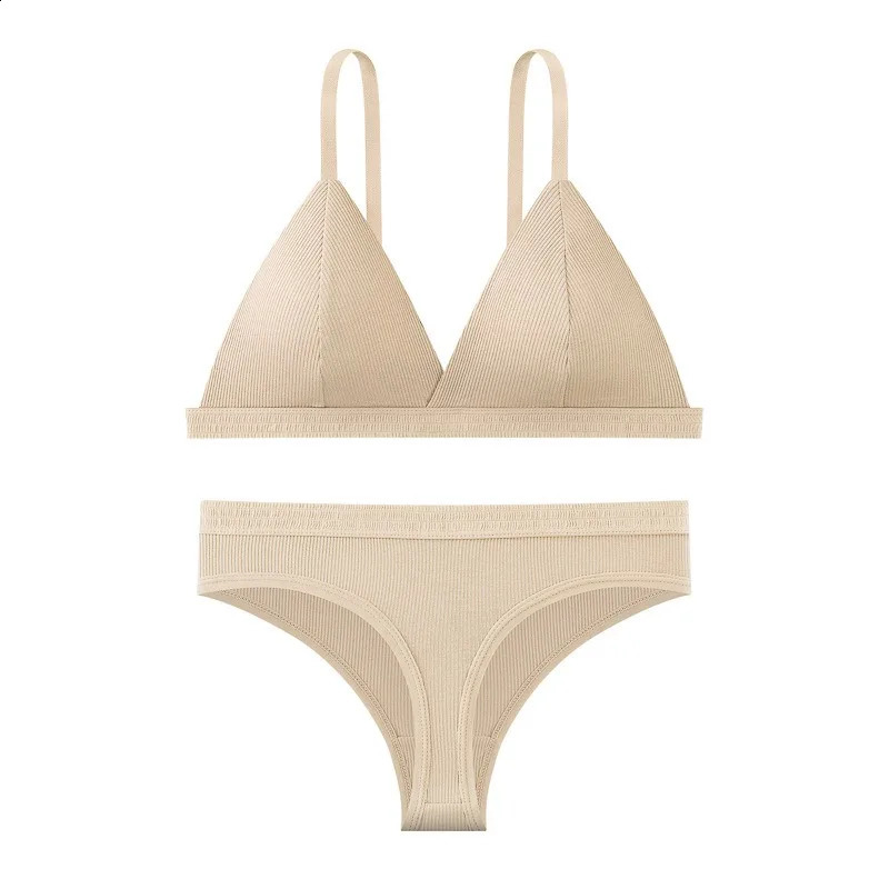 Women Bra and Panties Set Push Up Bralette Nonwire 13 Cup Bras Low Rise Thongs Sexy Lingerie Cotton Underwear 260626 - view 5