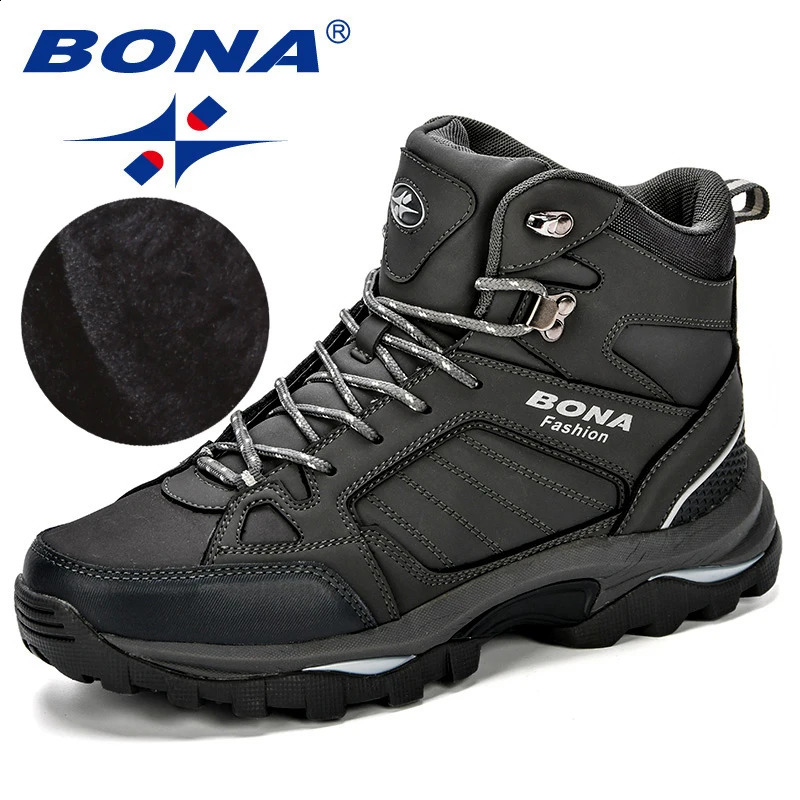 BONA Men Boots Anti-Skidding Leather Shoes Men Comfy Spring Autumn Men Shoes Short Plush Snow Boots Durable Outsole 260626 - view 6