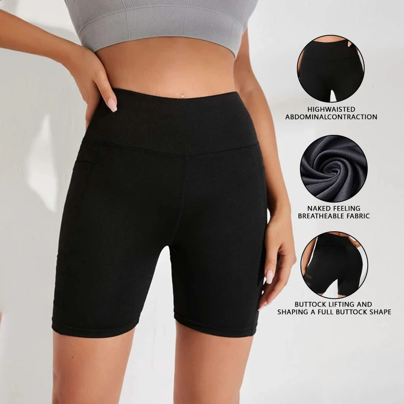 Womens Yoga Shorts High Waist breathable Leggings with Pocket Tummy Control Gym Running Compression for Sports shorts leggings 260626 - view 7