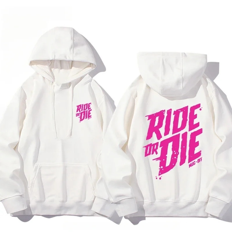 Mens Ride or Die Lettering Hoodie Printed Adult Casual Long Sleeve HipHop Street Sweatshirt Autumn and Winter Warm y260611