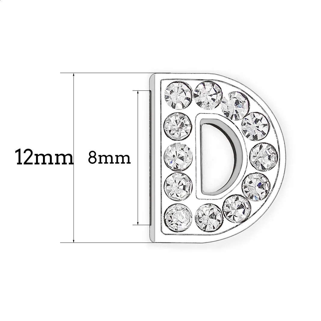 80PC/lot Hole 8MM Full Rhinestones Slide Letter A - Z Alloy Bling English Alphabet Fit For DIY Charms Wristband Bracelet 260623 - view 4