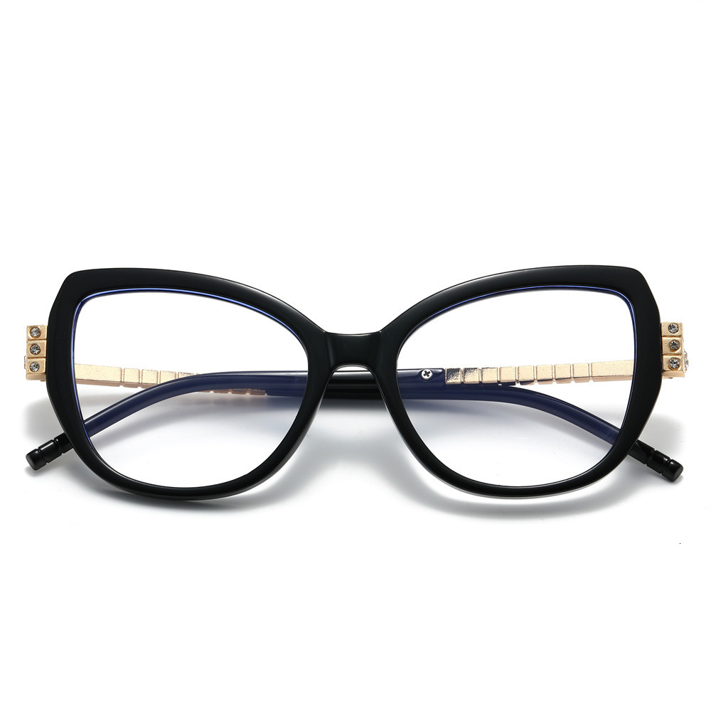 2026 New Cat-Eye European And American Style, Large Frame, Fashionable PC Metal Chain, Export Flat Lens Glasses - view 1
