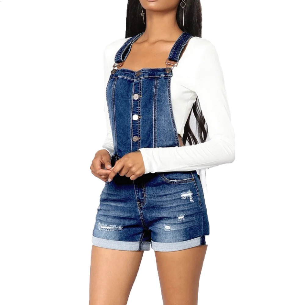 Women Summer Denim Bib Overalls Jeans Shorts Jumpsuits and Rompers Playsuit 260626 - view 3