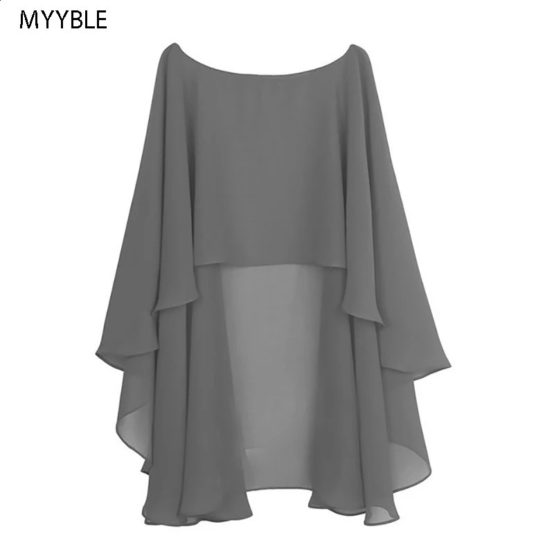 Womens Ladies Soft Wedding Capes Wedding Jacket Wraps Chiffon Shrug Bridal Bolero Long Shawl and Wraps Evening Wedding Cover Up 260625 - view 5