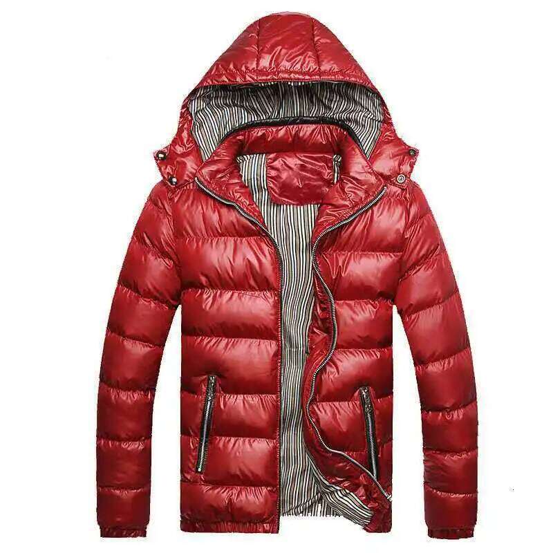 Winter Men's Hooded Thick Warm Casual Outwear Male Patchwork Fashion Padded Jackets Hat Detachable Slim Parkas Coats Man J260626 - view 3
