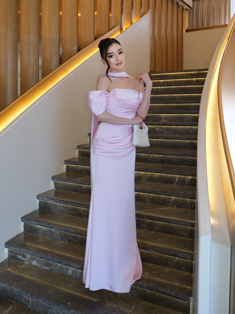 Summer Satin Backless Floor Length Dresses For Women Elegant Tie Low Back Ruched Cocktail Dress SF059 - view 6