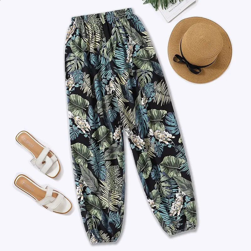 Women Casual Loose Cozy Pants Elastic Feet Harem Sweatpants Summer Beach Waistband 260625 - view 3