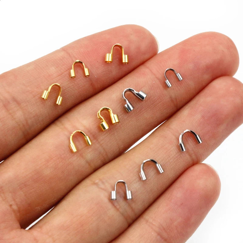 50pcs Stainless Steel Gold Color Wire Protectors Guard Guardian Protectors Loops U Shape Clasps Connector For Jewelry Making 260623 - view 4