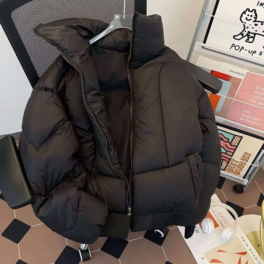 Mens Short Puffer Winter Thickened Warm Down Cotton Coat Loose High Collar Streetwear Fashion Windproof Bread Jacket J260626 - view 5
