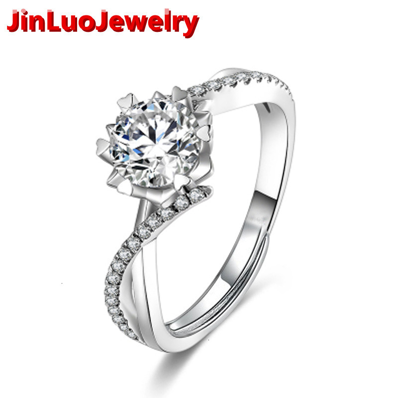 OAHLAN Adjustable Luxury Fine Jewelry Hypoallergenic Round Brilliant Cut Moissanite S925 Silver Rings for Womens Wedding