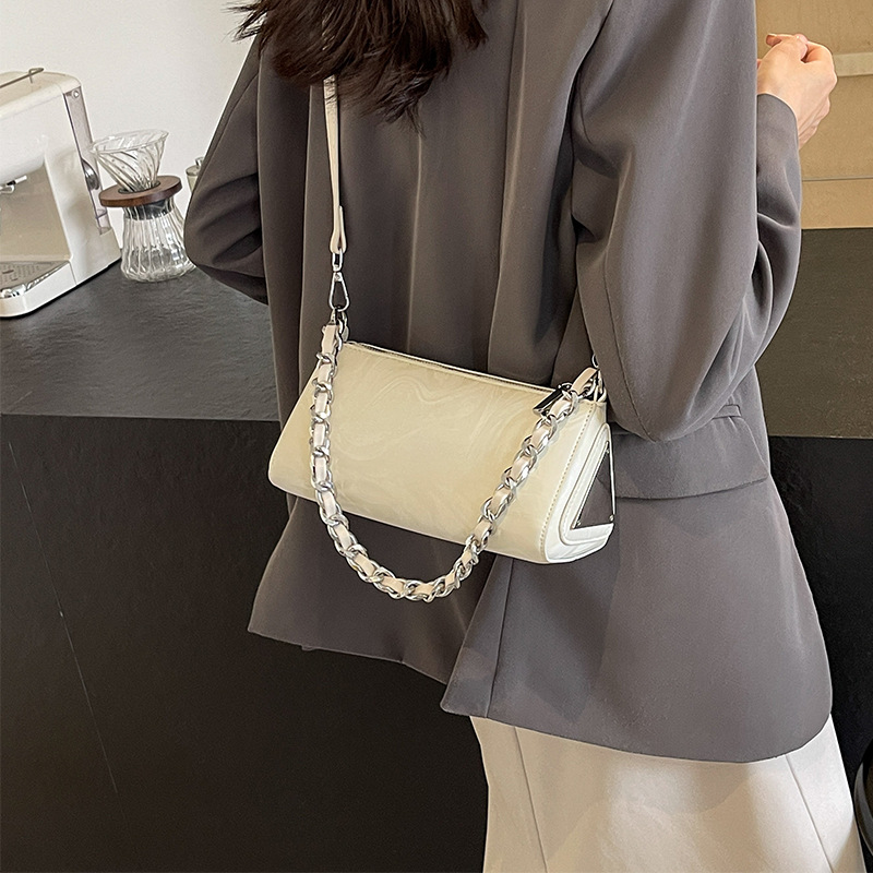 Designer Bag Vintage Marble Swirl Print Underarm Baguette Bag Ladies Trendy Shiny PU Leather Dual Strap Crossbody Handbag Fashion Evening Party Should - view 7