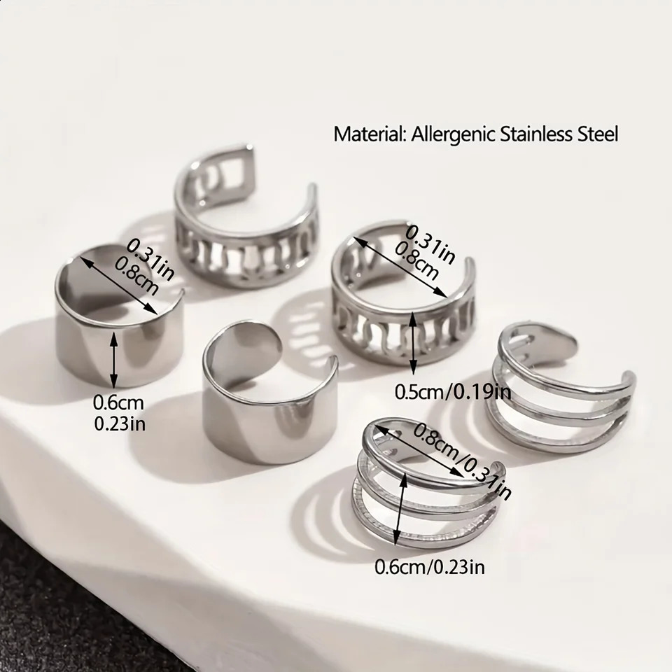1pc3pcs Mens Fashion Ear Clips Punk Street Stylish Earrings NonPiercing Clip On Body Jewelry for Women Silver Black Gold 260623 - view 4