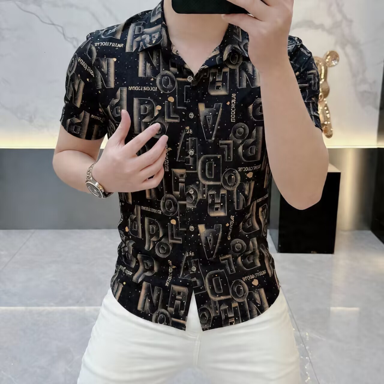 Men's New Summer Casual Fashion Stylish Printed Versatile Slim Fit Trendy Turn-Down Collar Thin Short Sleeve Shirt 2026 - view 5