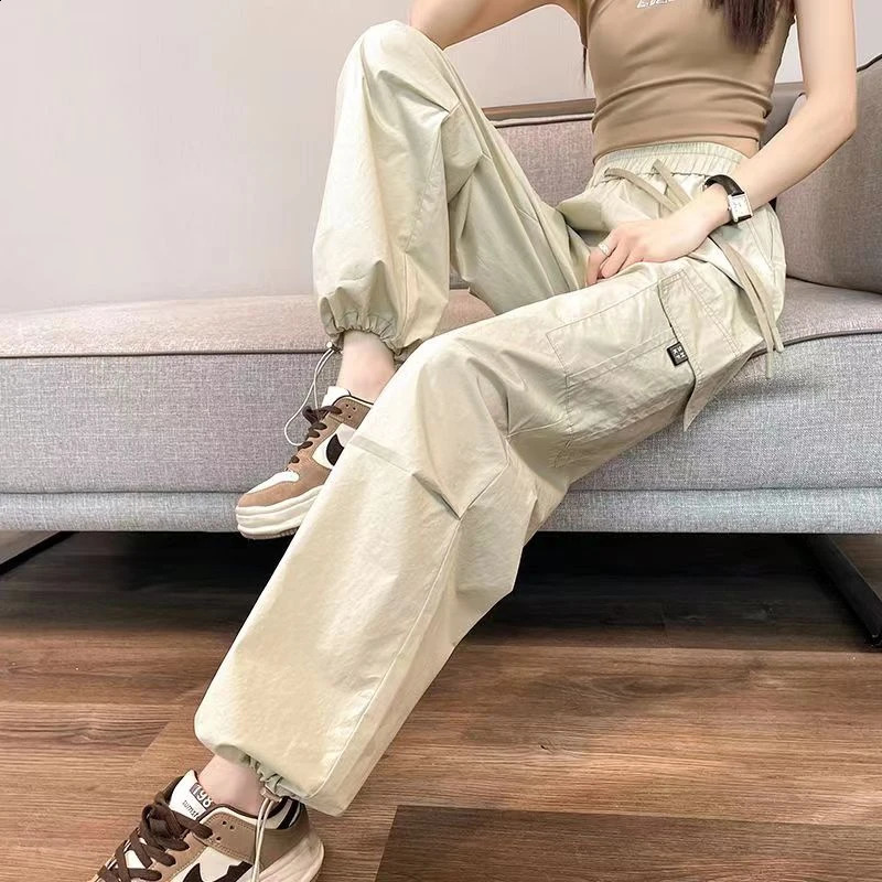 Fashion Women Joggers Pants Casual Female Chic Straight Cargo Elastic High Waist Streetwear Slim Trousers Summer Thin 260625 - view 4