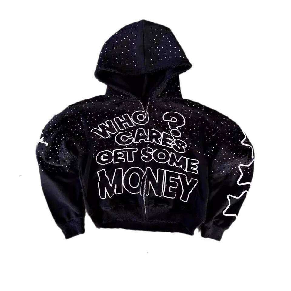 Y2K trendy American letter pattern loose casual hooded zipper retro hoodie fashionable jacket W260626 - view 5