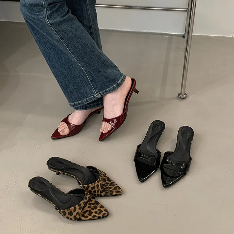 Bailamos Women Slippers High Heels Sandals Sexy Pointed Open Toe Party Summer Shoes Woman Soft Outdoor Slides 260626
