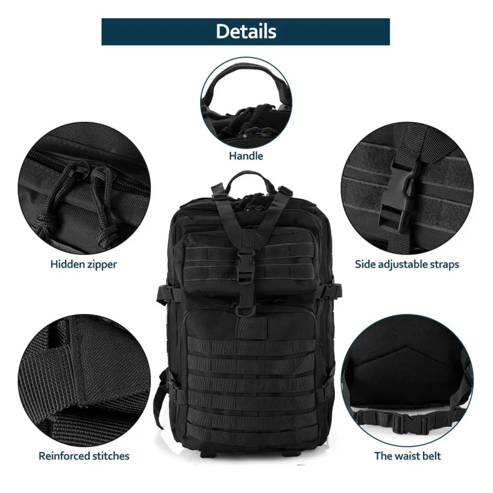 Sturdy Nylon Waterproof Tactical 25L/50L Sports Trekking Fishing Hunting Camping Hiking Bag Backpack Outdoor Rucksacks M260626 - view 6