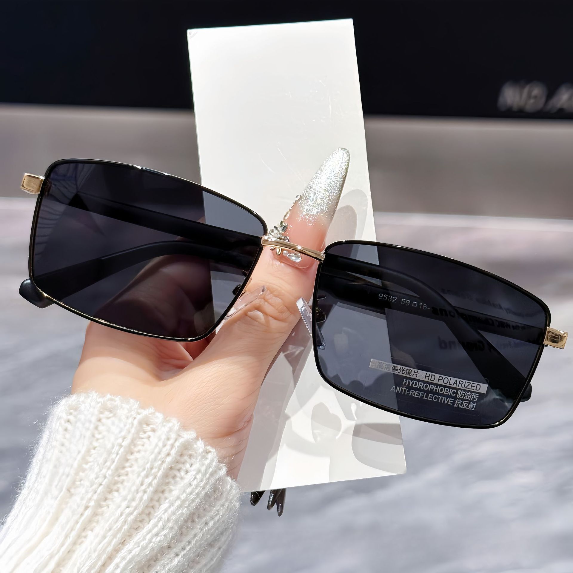 trendy designer frame uv protection versatile use square polarized goggles - view 7