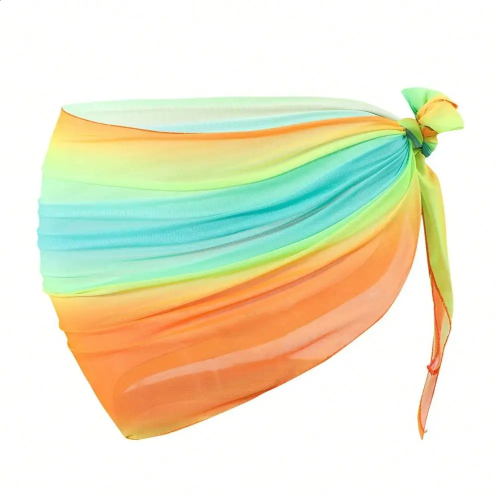 Short Skirt Chiffon Material Beach Dress UPF Protection Sheer Fabric Sarongs Gradient Color Short Length Bikini Wrap Beach Wear 260626 - view 6