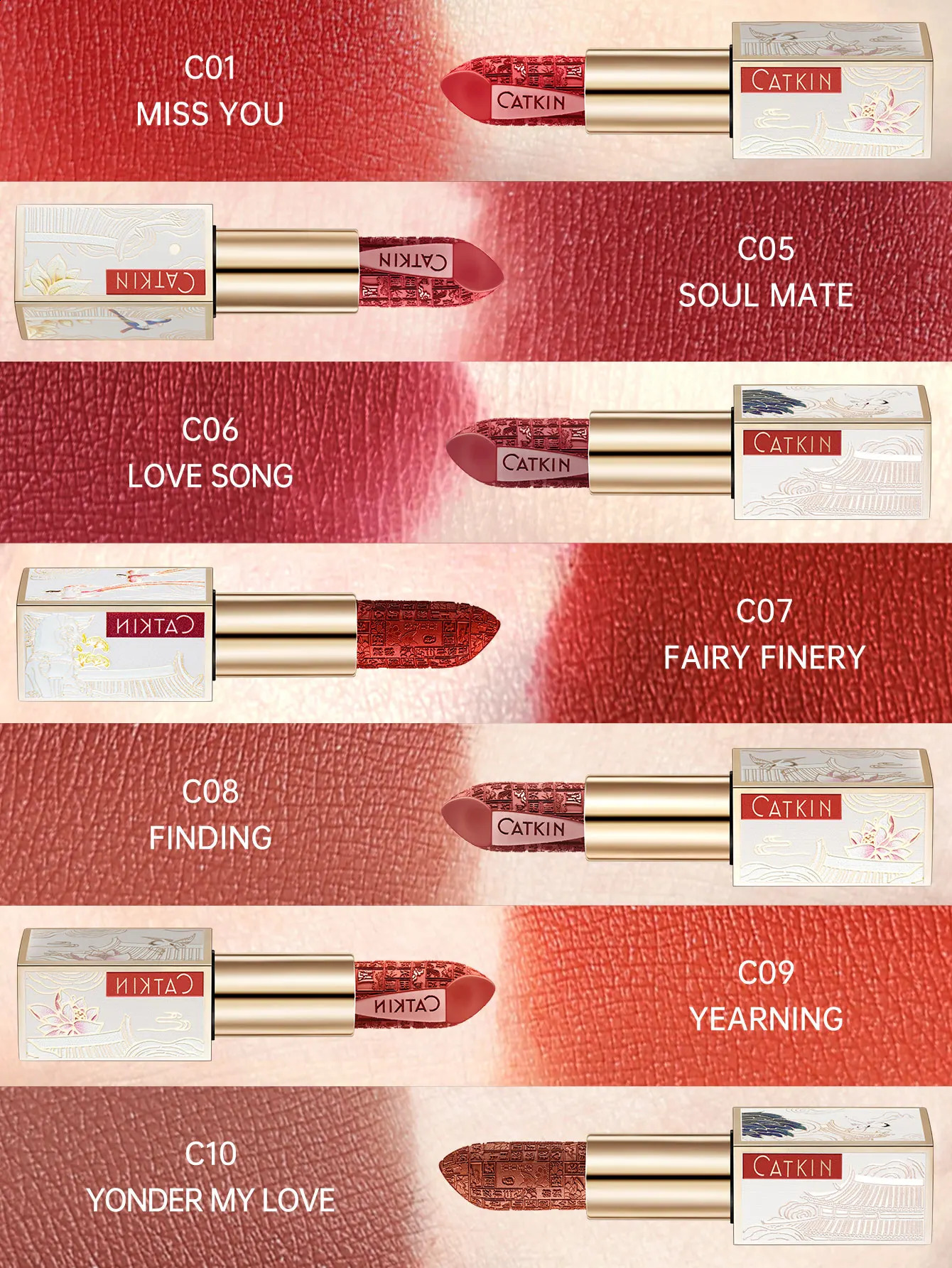 CATKIN Dreamworld Carving Lipstick Waterproof Long Lasting Satin Nourish izing Smooth Soft 013 Ounce-Chinese Style 260626 - view 6