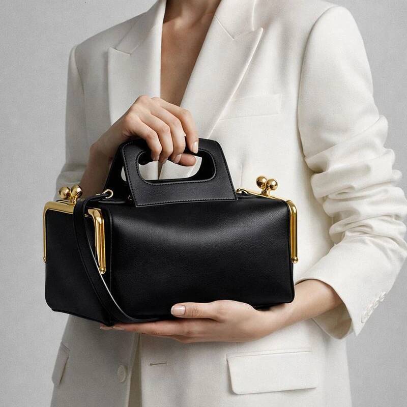 NEW Two Side Clamp Design Frame Kiss Lock For Women Luxury Handbag Purse 2026 New In PU Underarm Shoulder Bag Andralyn