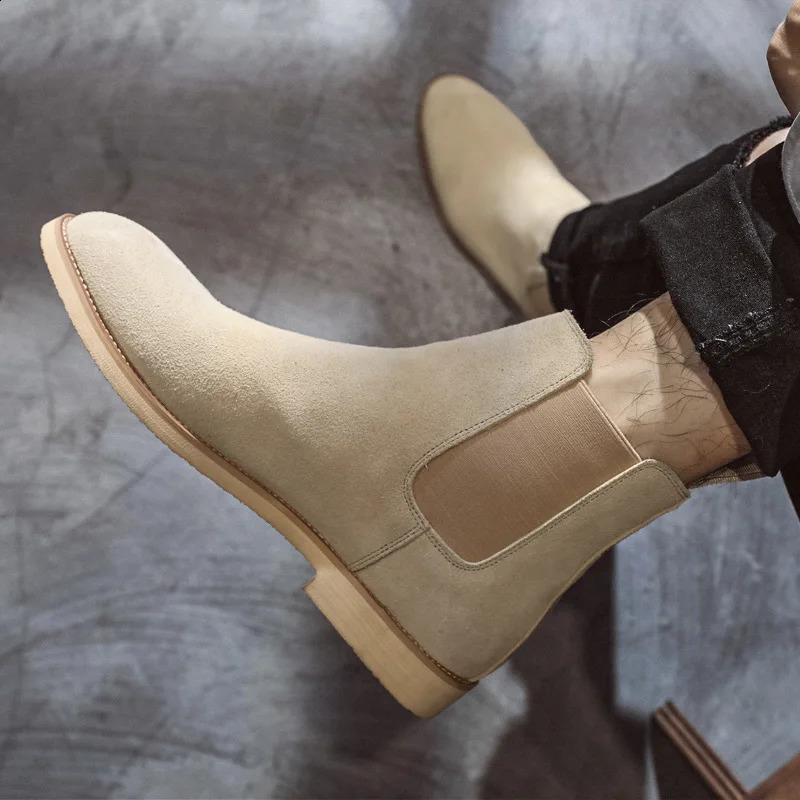 Mens Classic Retro Chelsea Boots Cow Suede PU leather Men British Style Short Ankle Boot Mens Casual Shoes Zapatillas Male 260626 - view 4