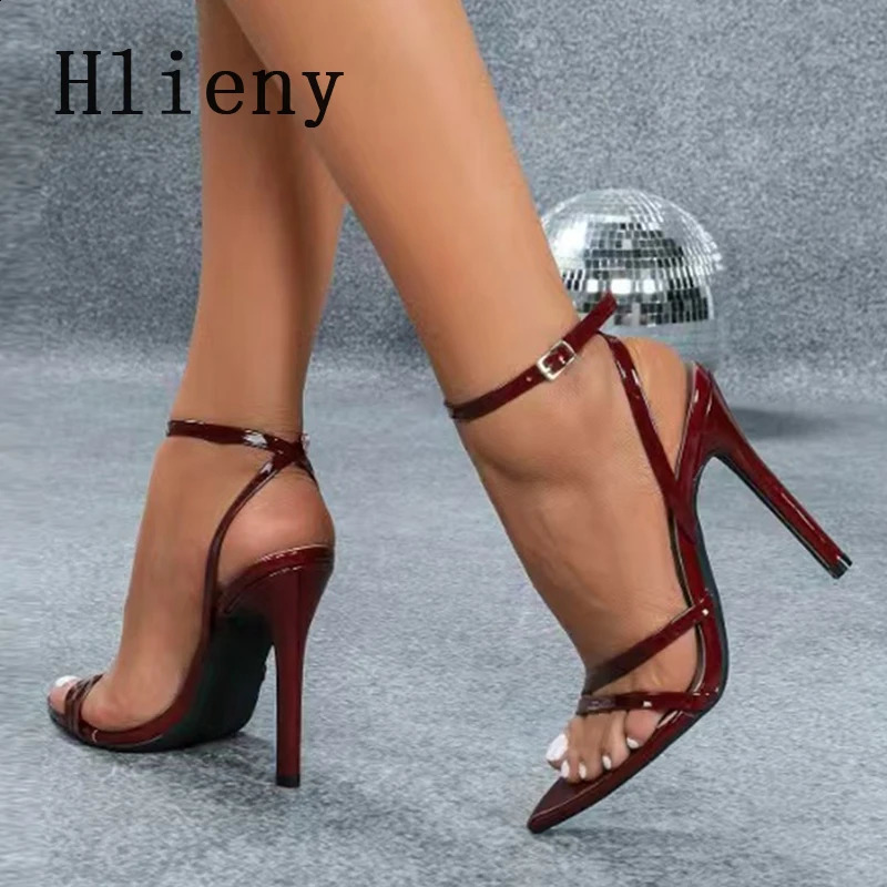 Hlieny 2026 Womens Sandals Ankle Buckle Strap Summer Fashion Party Pointed Toe Thin High Heels Ladies Banquet Shoes 260626