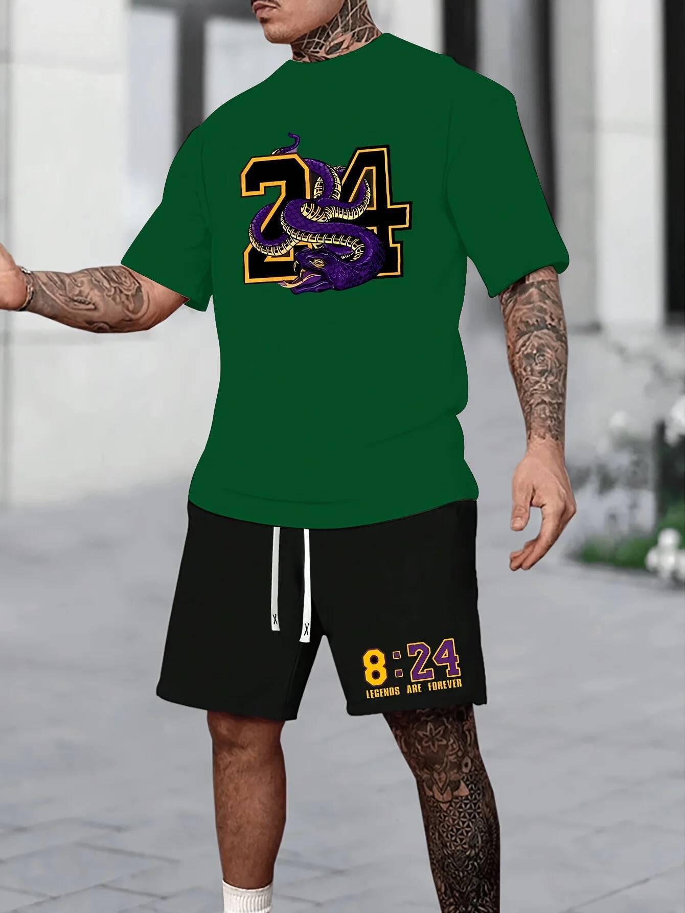 T Shirt Shorts 2 Piece Set Summer Men's Chicago-Themed Relaxed 32 Printed T-Shirt And Shorts Adult Sports Casual Plus Size Two-Piece Set - view 6
