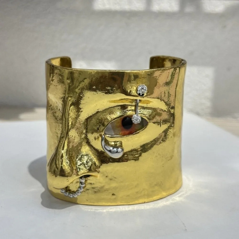 Vintage Facial Features Bracelet Exaggerated 3D Open Bangle Hand Crafted Open Cuff Bracelet 260625 - view 5