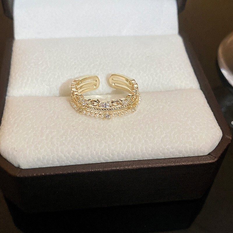 Ring Fashionable And Exquisite Pearl Geometric Circular Multi-layer Open Ring Light Luxury Index Finger Ring Daily Banquet Fashionable Finger Decorati - view 8