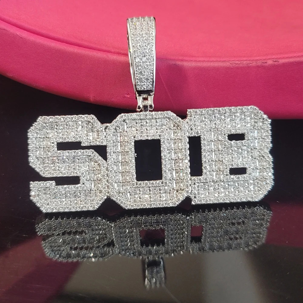 Custom Baguettecz Letter Pendant Iced Out Chain Fashion Two Rows Name Necklace Solid Back University Font Hip Hop Jewelry Gifts 260615 - view 5