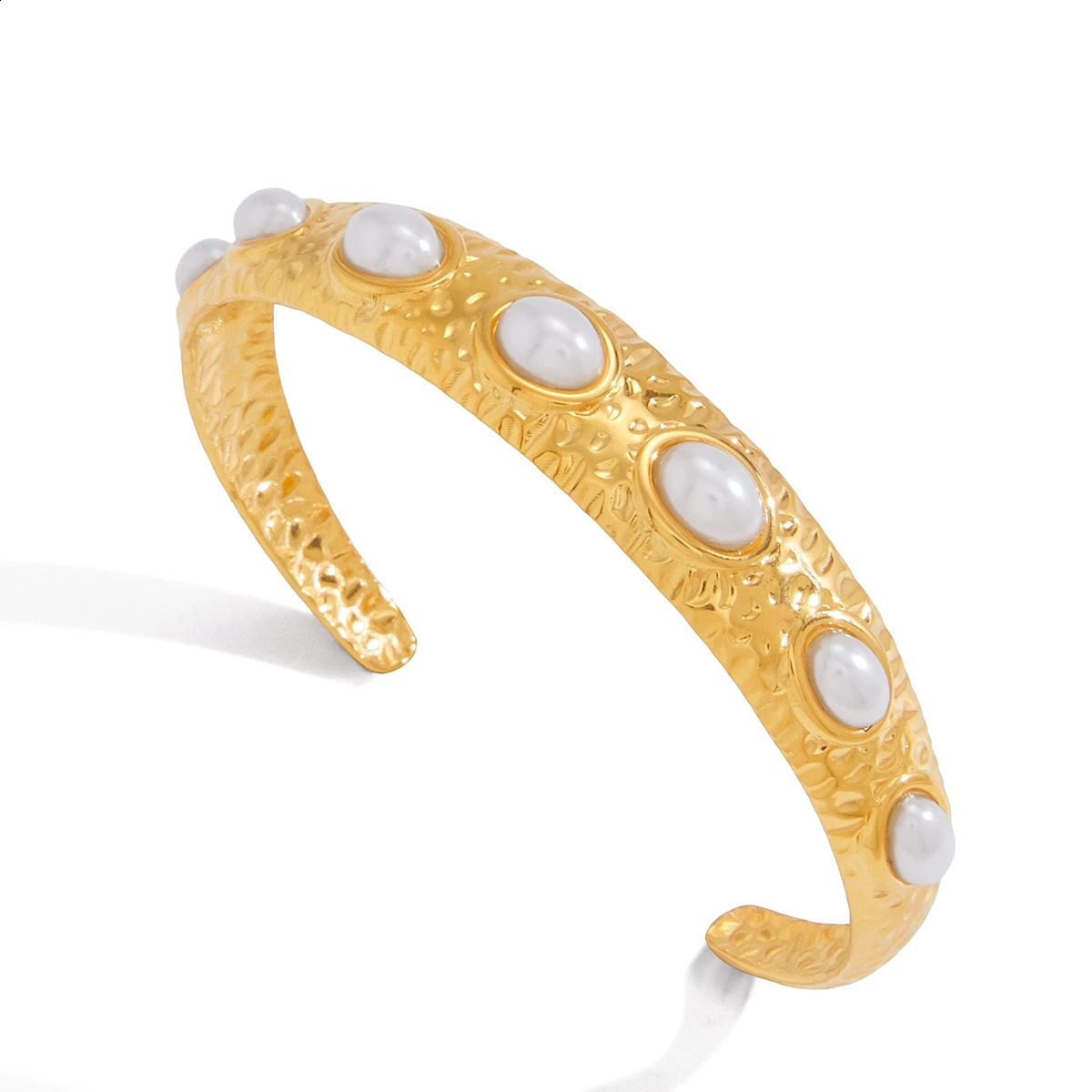 Youthway Elegant Pearl Cuff Bracelet For Women Minimalist Gold Plated Stainless Steel Open Bangle Fashion Jewelry 260625