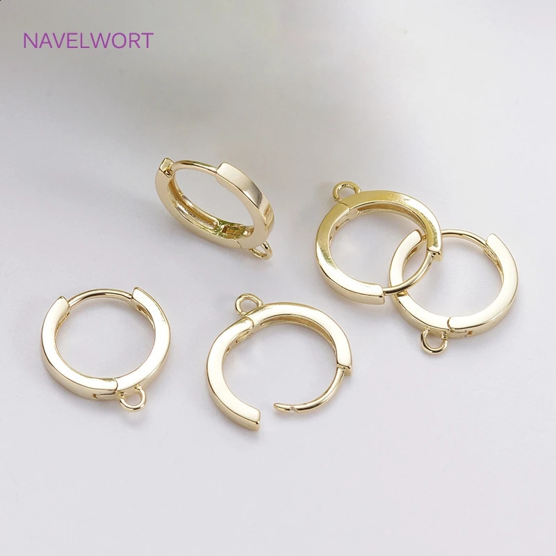 14K Gold Plated Brass Earrings Hooks Round Hoop EarringsEarring FixturesFasteners For EarringsDIY Earring Making Accessories 260623