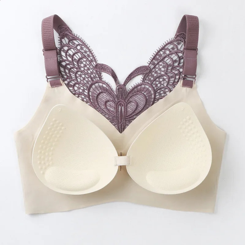 Padded Seamless Butterfly Lace Womens Brassiere Push Up Underwear Shockproof Comfortable Beautiful Back Sports Bra Tank Top 260626 - view 4