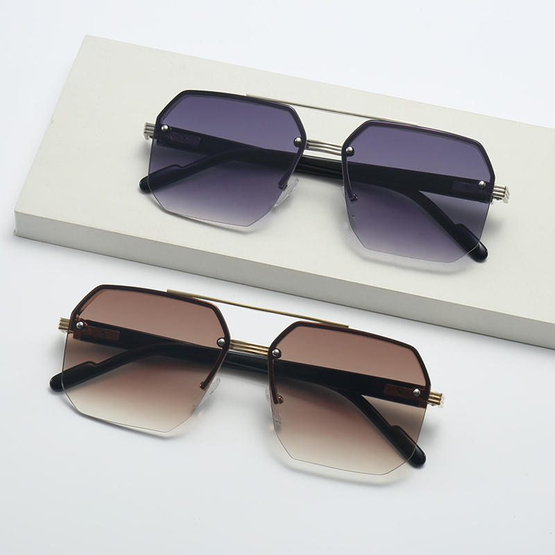 2026 Designer's New Niche Luxury High-end Sense Versatile Daily Casual Metal Square Half Frame Men's Sunglasses Fashionable And Trendy UV Re - view 7