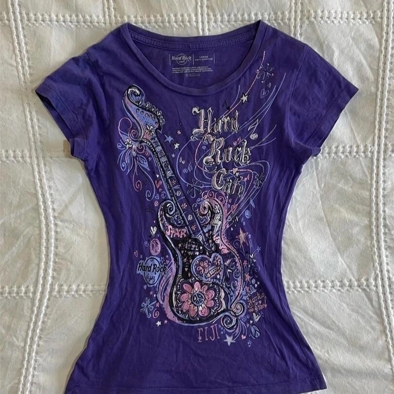 Vintage Rock Printing Slim Fit Women Clothing Summer Grunge Hip Hop Streetwear Tees Korean Harajuku T-Shirtsic 260625 - view 5