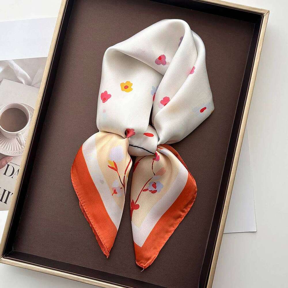Elegant Floral Women Silk Imitation Scarf Satin Neckerchief Foulard Square Hairbands Female Scarves Shawls Wraps 26Y06226 - view 7