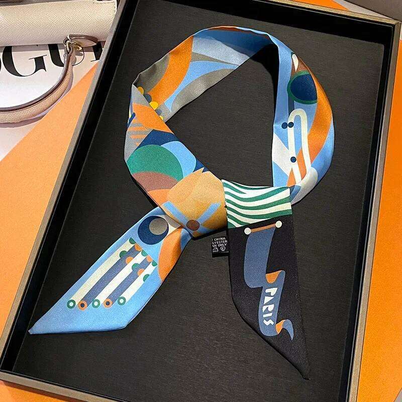 Luxury Brand Silk Skinny Scarf Bag Handle Ribbon Ladies Horse Print Headband Small Hair Scarves Band Female 26Y06226 - view 4