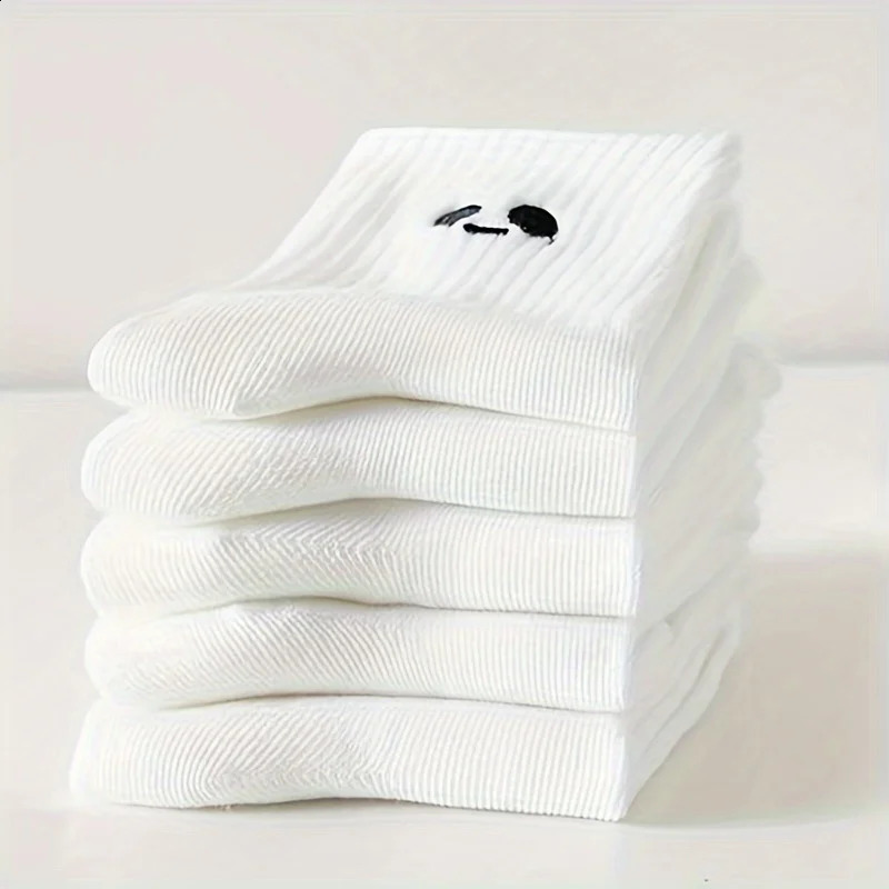 10 pairs of soft breathable durable and simple white expression socks comfortable suitable for daily wear 260622