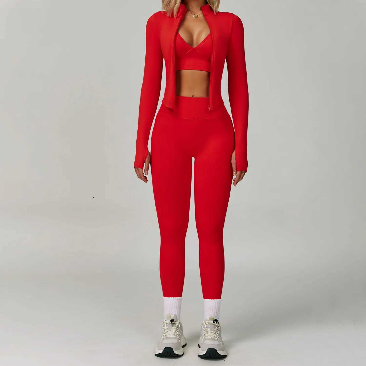 Seamless Yoga Set Gym 2/3PCS Workout Suits Athletic Wear Women Legging Fitness Bra Crop Top Long Sleeve Sports Suits Sportswear M260626 - view 6