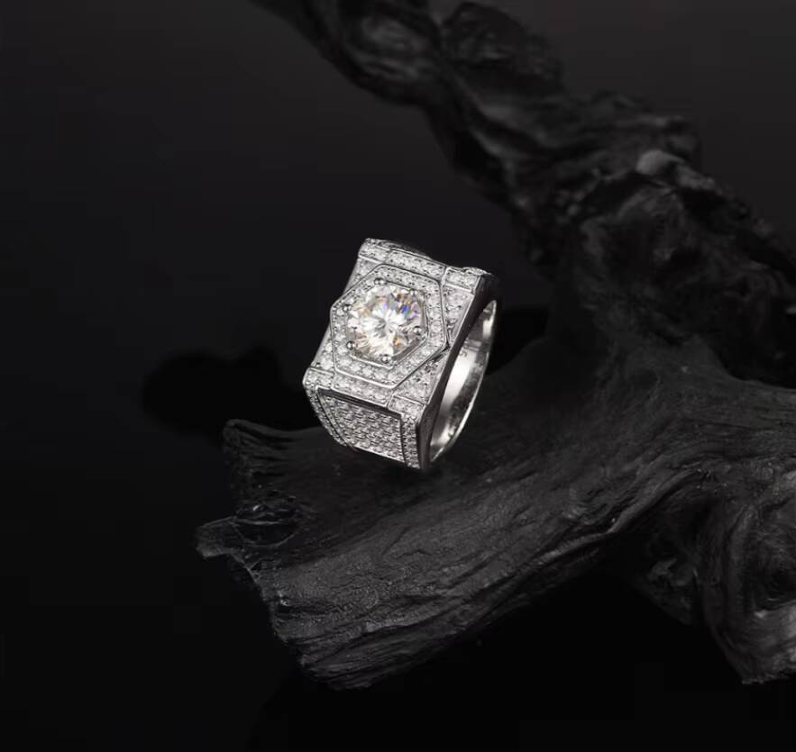 Seven Color Moissanite Rings Gra Certified 925 Sterling Silver Mens Classic 18K Gold Plated Brilliant Cut Prong Setting Custom - view 3