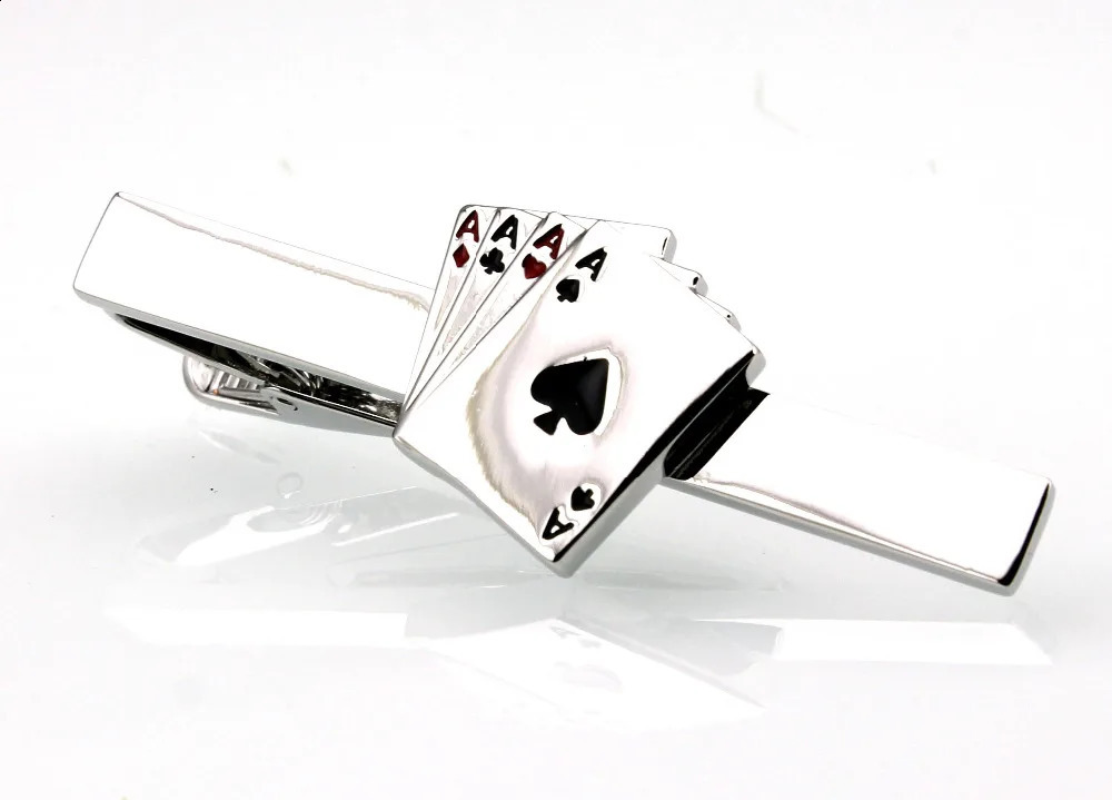Sunnylink 50mm Mens Tie Bar Silver Playing cards Tie clip M4096 260626
