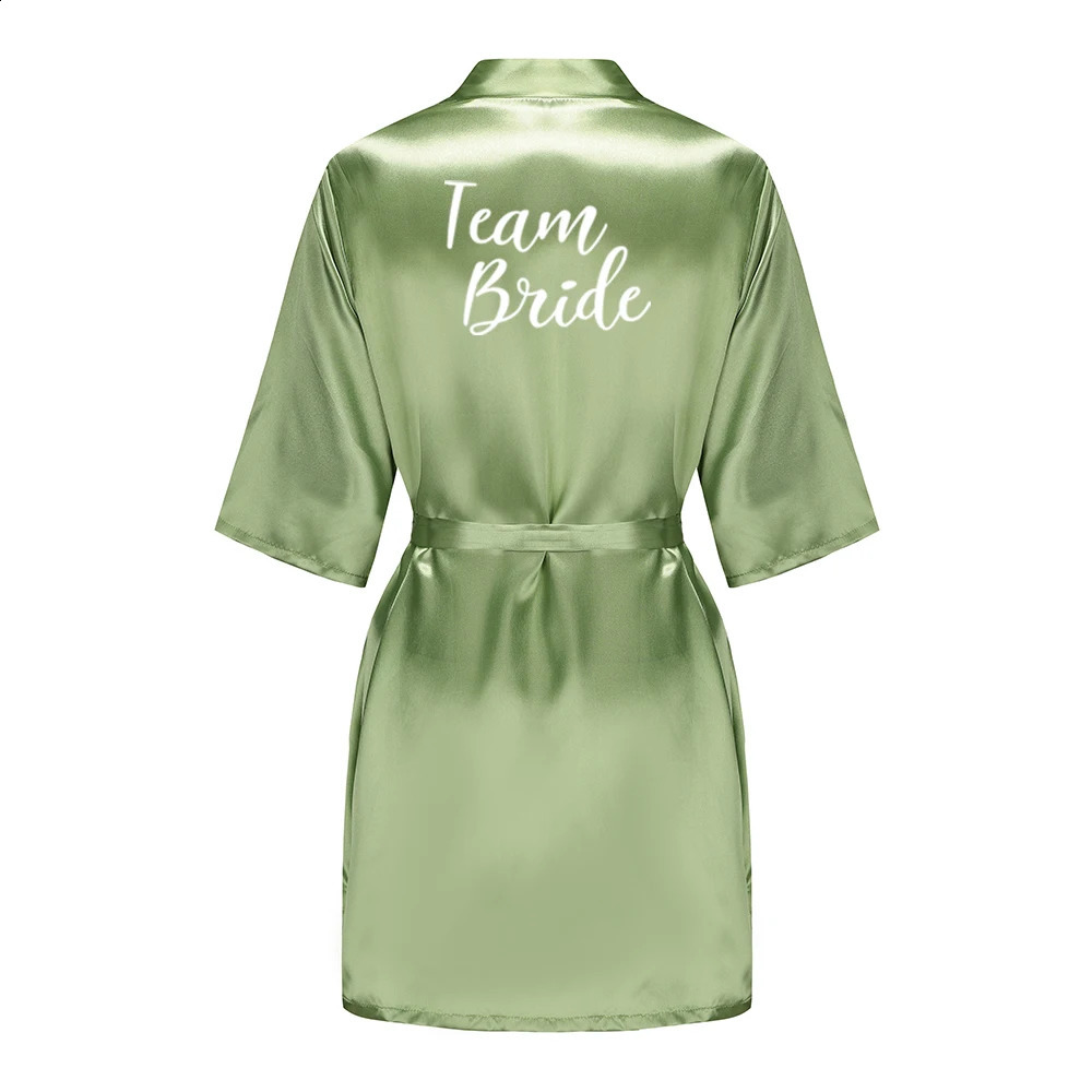 Satin Silk Robes Plus Size Wedding Bathrobe Bride Bridesmaid Mother Maid of Honor Gown Women Clothing Sleepwear Sage Green 260625 - view 4