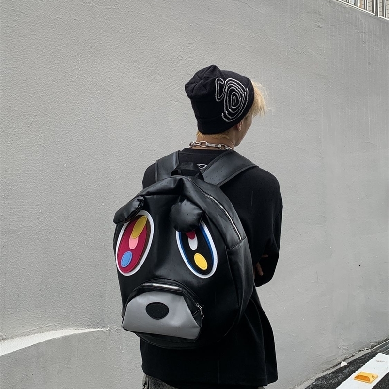Y2k Bear Backpacks Unisex Denim School Bags Large Capacity Pu Leather Travel Bag Gothic Hiphop Fashion Backpack Korean Cool y260611