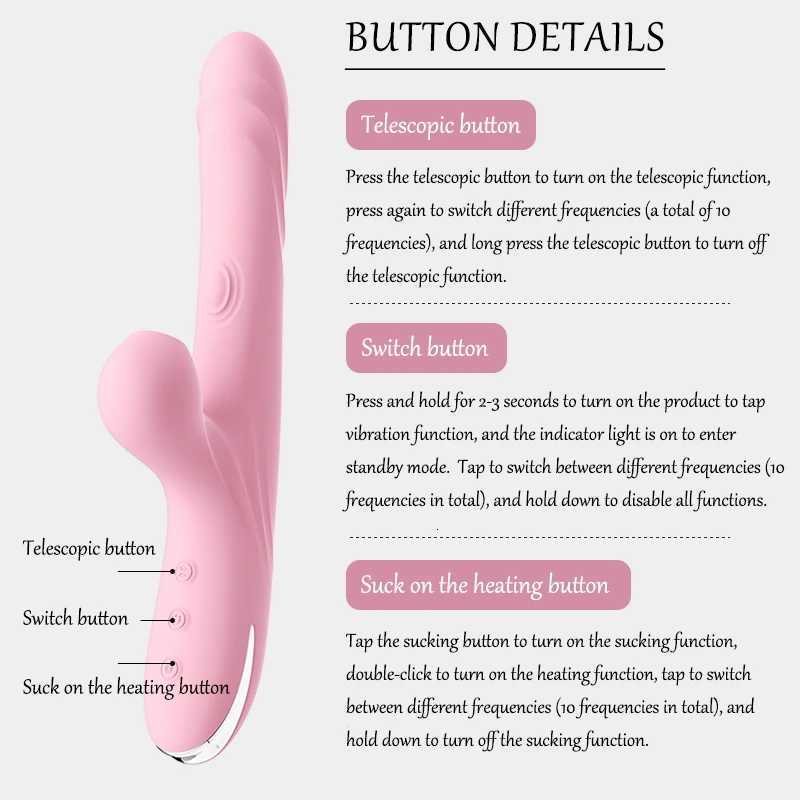 3-in-1 Vibrator Sex Toys Woman Telescopic Thrust Dildo Clitoral Sucking Vibrator G-Spot Stimulation USB Rechargeable Adult Sex M260626 - view 5