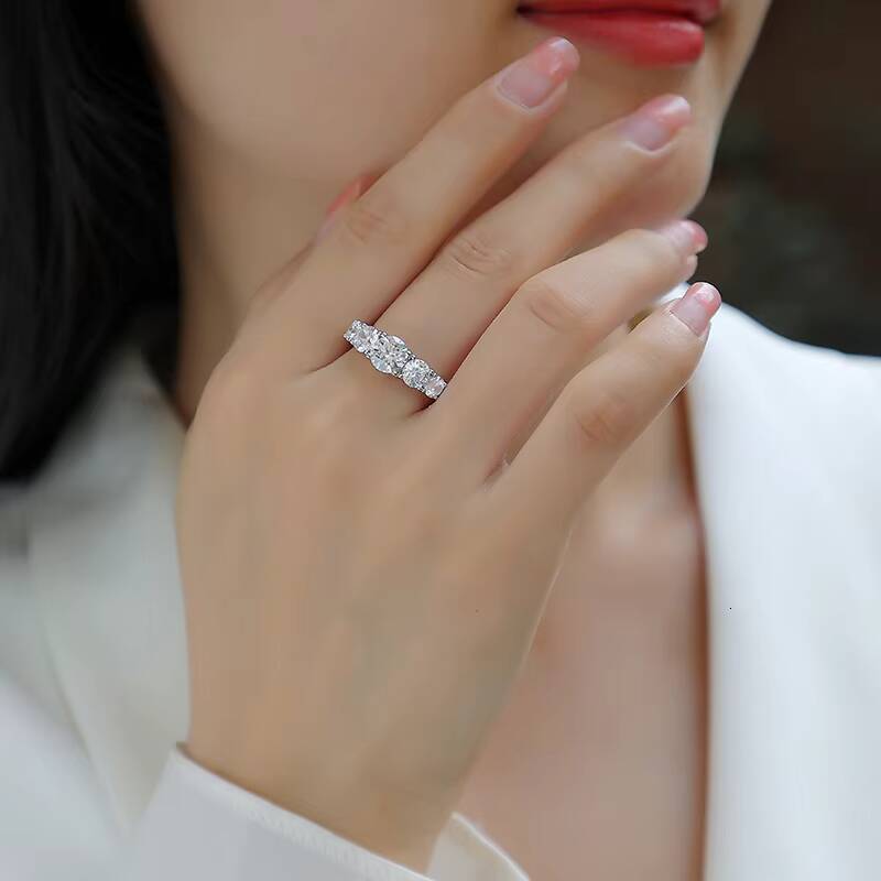 Classics Design Jewelry Engagement Silver Rings Round Brilliant Moissanite Ring Hypoallergenic Wedding Promise Ring - view 6