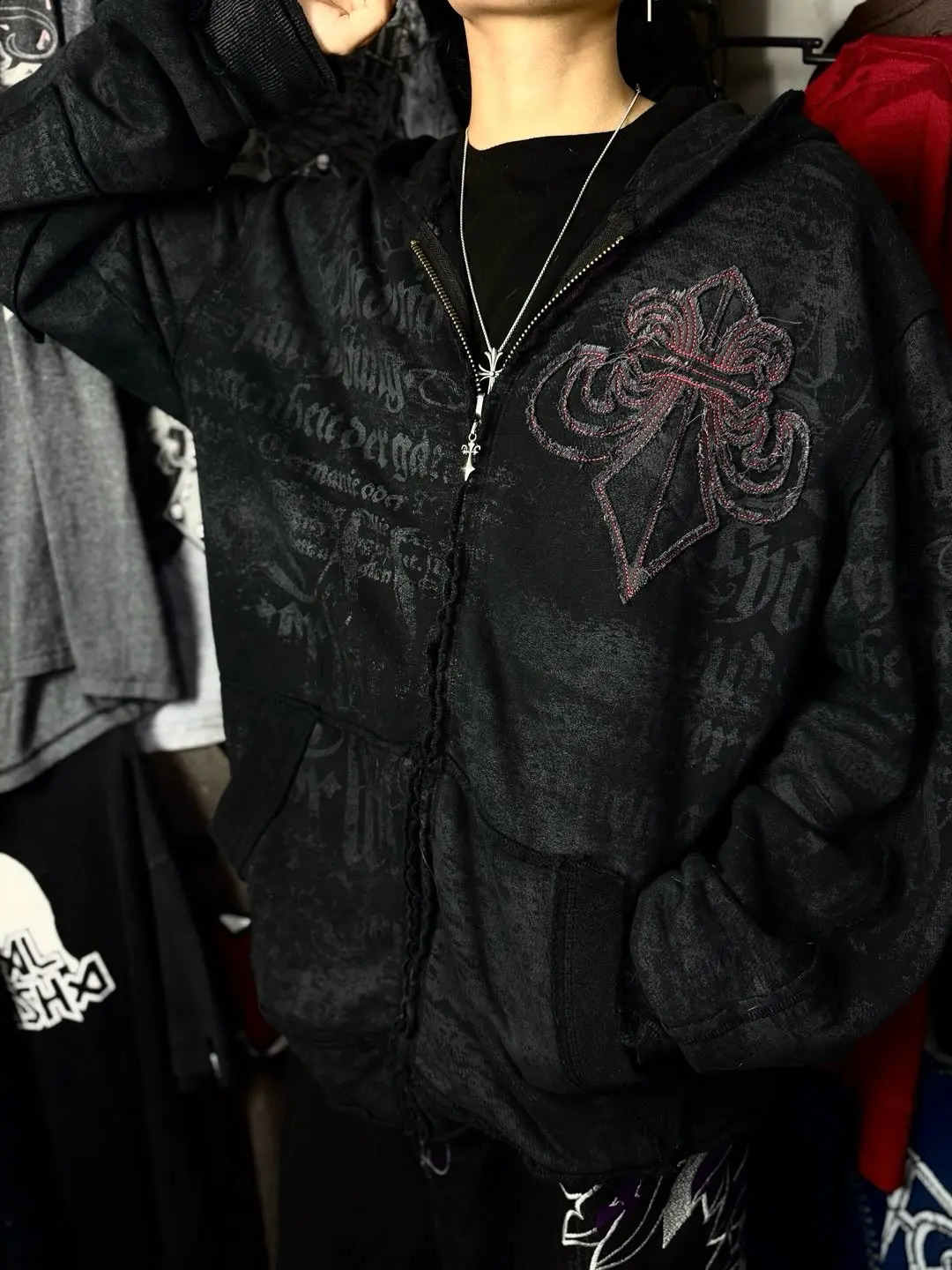Gothic Dark style Affliction Fashion Hoodie Skull Oversize Zipper Hoodie Men Women Hip Hop Casual Sweatshirt Personality Hoodie 260626 - view 3