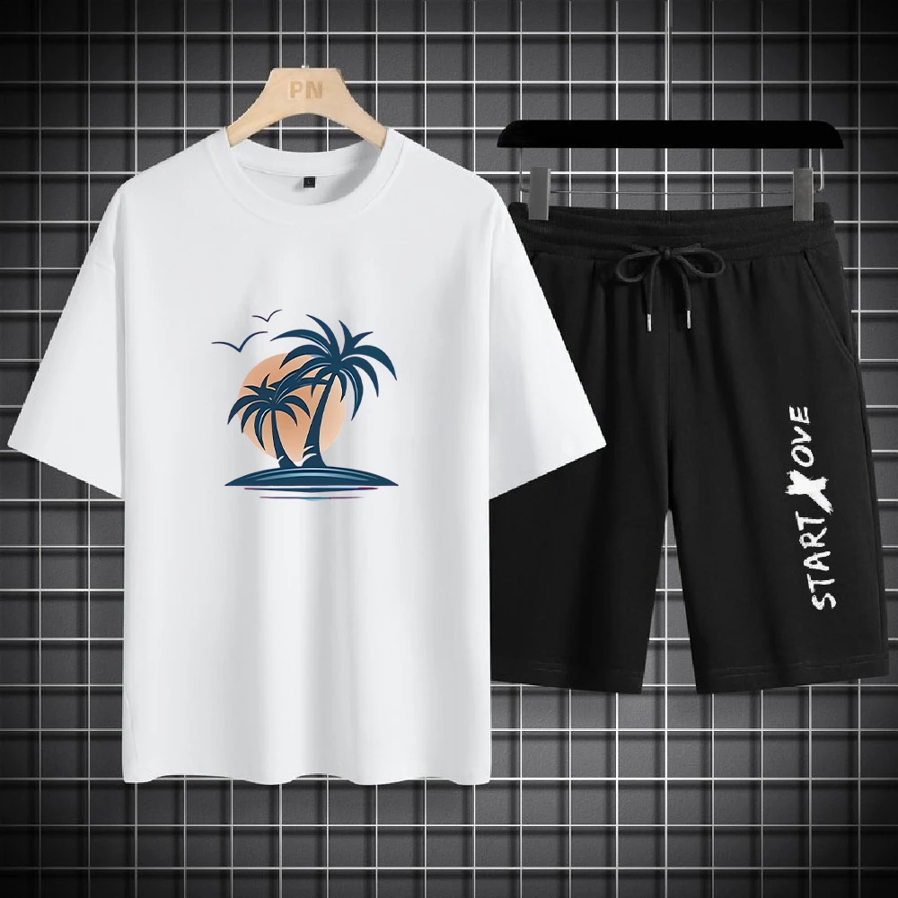 Mens Sets 2025 Summer Fashion T Shirts Casual Polyester Gradient Shorts Set Sporty Twopiece Outfit Tracksuits 260615 - view 3
