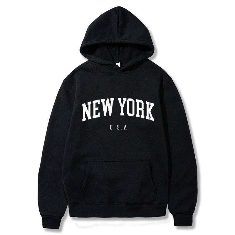 Men Women New York U.S.A City Hoodies Fashion Letter Printed Graphic Sweatshirts Loose Casual Harajuku Hooded Pullover Sportwear W260626 - view 3