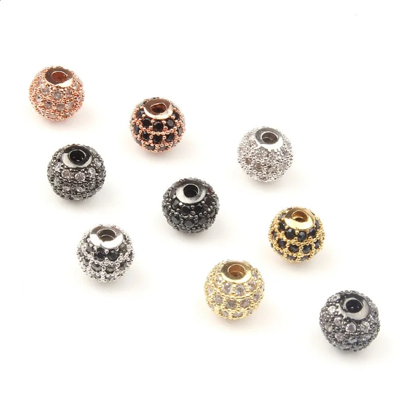 3pcs/lot Fashion Metal Brass Micro Pave Crystal CZ Round Space Loose Beads for Diy Bracelet Accessories Jewellery Making 260623 - view 5